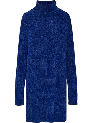 Funky Buddha Mini Καθημερινό Φόρεμα Πλεκτό Navy Μπλε FBL012-100-13