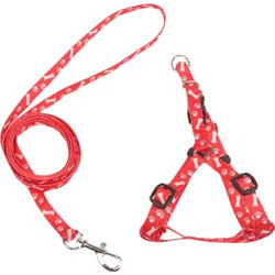 Nobleza Σετ Λουρί Σκύλου με Σαμαράκι W1.0*L25-40cm L120cm Κόκκινο