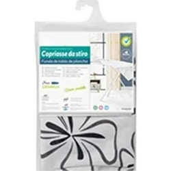 Σιδερόπανο Υφασμάτινο με λάστιχο 46x130 cm Λευκό με μαύρα Λουλούδια 5200885