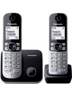 Panasonic KX-TG6812 Ασύρματο Τηλέφωνο Σετ Duo με Ανοιχτή Ακρόαση Μαύρο Ασημί