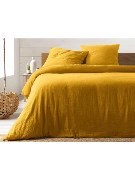 Douceur d'interieur Σετ King Size Παπλωματοθήκη & 2 Μαξιλαροθήκες Angelia από βαμβάκι 57TC, με διαστάσεις 240x260cm - Yellow