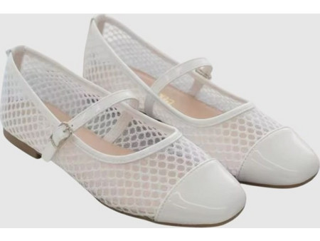 Μπαλαρίνες SUNSEA Breathable Mesh Mary Jane Ballet Flats 1020358 Λευκό