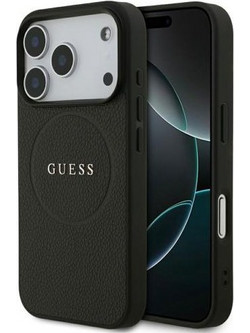 Θήκη PU Guess Apple iPhone 18 Pro Max/ 17 Pro Max MagSafe Grained Gold Ring Μαύρο N69307