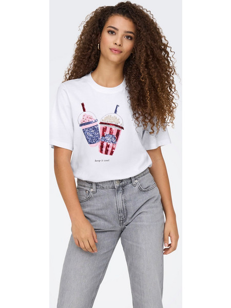 Γυναικείο t-shirt Keep it cool ONLBURST S/S POPCORN TOP BOX 15343431