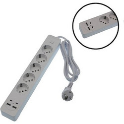 Jortan Πολύπριζο 5 Θέσεων με 2 USB-A, 2 USB-C, Διακόπτη και Καλώδιο 2m OG2205