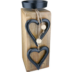 Κηροπήγιο Hangin Heart Καρδιά Μοτίφ Ξύλο Εκρού 8X8X22Cm 8X8X22Cm