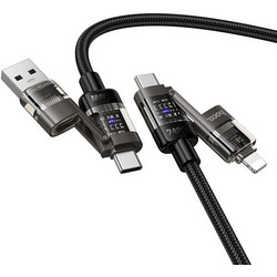 Hoco Cable 4in1 Usb A/C To Usb C/Lightning 240W 1,2 m U151 black