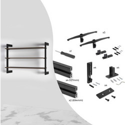 KIT ΑΡΘΡΩΤΩΝ ΠΛΑΙΣΙΩΝ ΡΑΦΙΕΡΑΣ ΓΙΑ 3 ΡΑΦΙΑ ΜΕ ΣΤΗΡΙΞΗ ΜΟΝΟ ΣΤΟ ΤΟΙΧΟ (ΧΩΡΙΣ ΤΑ ΞΥΛΙΝΑ ΣΤΟΙΧΕΙΑ) EMUCA ZERO 7021854 ΜΑΥΡΟ ΜΑΤ