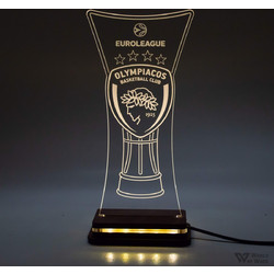 World of Wood - Φωτιστικό LED Ολυμπιακός Eurolegue Cup W00996 Κόκκινο