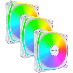 Montech RX120 Pro Reverse Blade Case Fan 120mm RGB με Σύνδεση 3-Pin 4-Pin PWM 3τμχ White