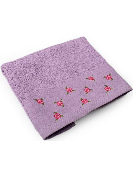 ΠΕΤΣΕΤΑ Με Κέντημα Ανθάκι 450 gsm 70X140 Μωβ 100% Cotton Dimcol
