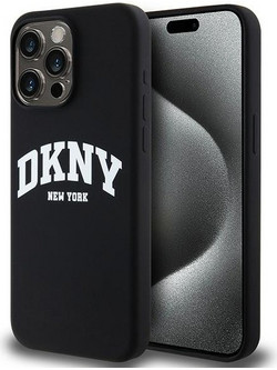 DKNY Liquid Silicone White Printed Logo MagSafe iPhone 14 Pro Max Case - Black