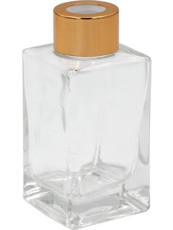 Μπουκάλι γυάλινο για αρωματικό χώρου 90 ml 4,5Χ4,5Χ10 εκ. με χρυσό καπάκι - KESKOR 62567