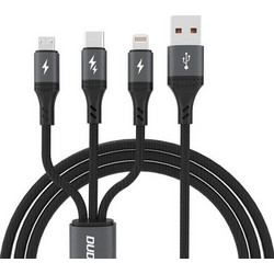 Καλώδιο Φόρτισης Dudao L3E 3-in-1 USB σε Micro-USB/Type C/Lightning charging cable 60W 1.2m μαύρο