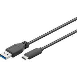 Well USBC/USB3.0-1.0-WL Καλώδιο USB-A to USB-C 1m Μαύρο