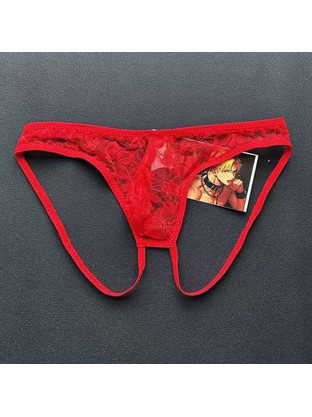 Ανδρικό Ελαστικό Sexy Διαφανές Jockstrap σε Κόκκινο