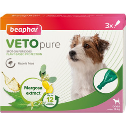BEAPHAR VETOPURE Spot-On Dog (S) για σκύλους κάτω των 15 κιλών (3 αμπούλες του 1ml)