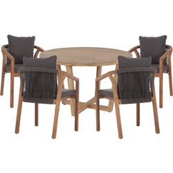 HomeMarkt Paraiso Σετ Τραπεζαρία Κήπου Μασίφ Ξύλο 5τμχ Μπεζ HM10898.02