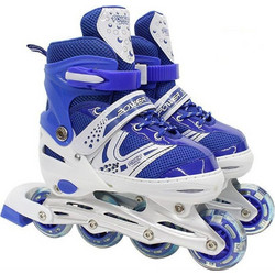 Ρυθμιζόμενα Πατίνια Roller Skates 4 Τροχών για Παιδιά & Αρχάριους με Φωτιζόμενους Τροχούς Μπλε - Small 616167