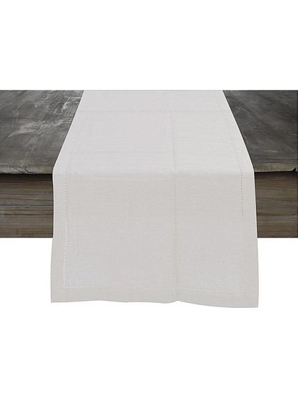 Τραβέρσα 100% cotton λευκή με μπορντουρα αζουρ, 150x40cm