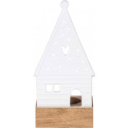 Κηροπήγιο Για Ρεσώ Gingerbread House Heart RD0090413 7x6,5x13cm Natural-White Raeder Ξύλο,Πορσελάνη
