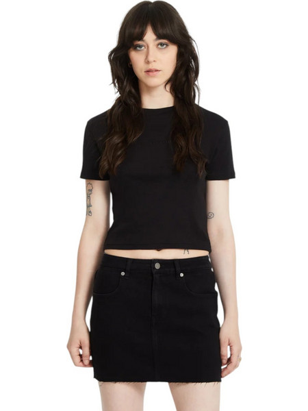 VOLCOM VOLCOMSTONE TIGHT CROP TOP BLACK
