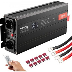 VEVOR Pure Sine Wave Inverter, 3000 Watt, DC 12V to AC 230V Inverter με 2 πρίζες AC 2 θύρα USB 1 θύρα Type-C, οθόνη LCD και τηλεχειριστήριο για μεγάλες οικιακές συσκευές, με πιστοποίηση CE FCC