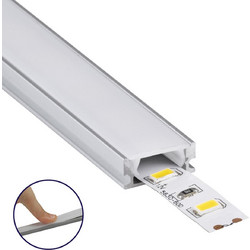 GLOBOSTAR ALP-LINEAR SURFABO 70805-1M Επιφανειακό Προφίλ Αλουμινίου με Λευκό Γαλακτερό Πατητό Κάλυμμα για Ταινίες LED IP20 - Ασημί & Λευκό - Μ100 x Π1.6 x Υ0.7cm
