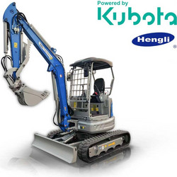 Μίνι εκσκαφέας 4T, Kubota Diesel, με περιστροφή στην μπούμα, πλαϊνούς μοχλούς χειρισμού και γραμμή σφύρας EB40-PRO