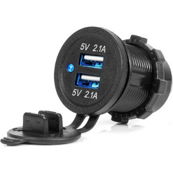 AMIO 04217/AM ΠΡΙΖΑ ΜΕ 2 ΘΥΡΕΣ USB ΚΑΙ ΚΑΠΑΚΙ ΜΑΥΡΗ 12/24V 4.2A ΑΔΙΑΒΡΟΧΗ ΜΕ ΜΠΛΕ LED ΦΩΣ ΕΝΔΕΙΞΗΣ - 1 ΤΕΜ