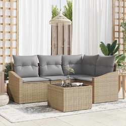 vidaXL Σετ Σαλόνι Κήπου Rattan 4τμχ Μπεζ Γκρι 3355379