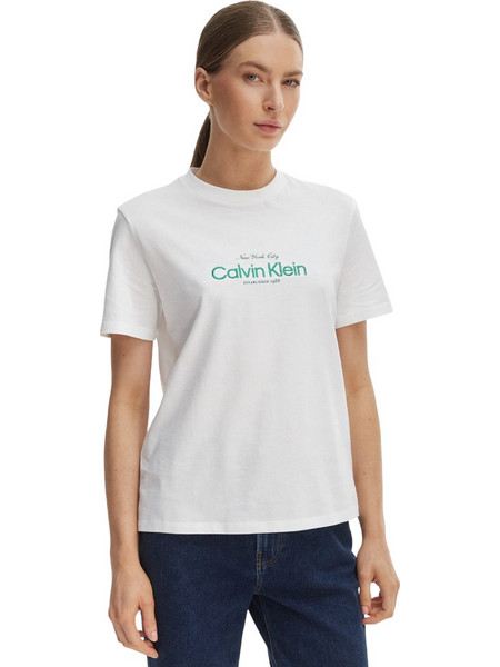 Γυναικείο T-shirt Calvin Klein Ss Classic Ck Nyc Logo Tee Bright White LV047F810G-YAF