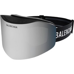 Balenciaga BB0379S 002 Γυαλιά Ηλίου Μάσκα Κοκάλινα Μαύρα με Aσημί Φακό