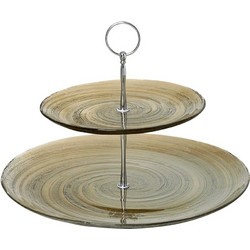 Εταζιέρα Διωροφη Γυάλινη Torbel Φ33/21cm - Cryspo Trio