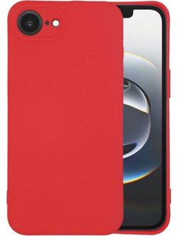 Θήκη TPU Σιλικόνης με Υφασμάτινη Επένδυση για iPhone 16e / 17e - Κόκκινο