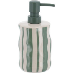Dispenser stoneware GREEN STRIPES 350ml/8,1x18,5cm