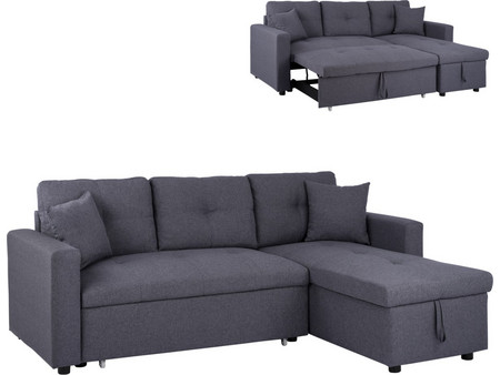 HomeMarkt Γωνιακός Καναπές Κρεβάτι Γκρι 224x147x85cm HM3028.11
