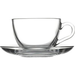 Γυάλινη κούπα με πιατάκι 23 8cl φ13 7xY6 5cm Pasabahce Σετ 6 c543823