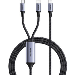 Ugreen Καλώδιο USB-C to 2 x USB-C 100W 1.5 m Γκρι