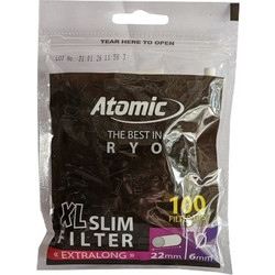 Atomic XL SLIM FILTER EXTRA LONG 6mm 100 Φιλτράκια στριφτού - 1 σακουλάκι