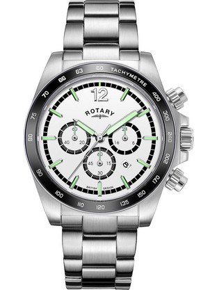Rotary Ανδρικό Ρολόι Χρονογράφος με Ασημί Μεταλλικό Μπρασελέ GB05440/02