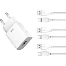 XO L99 Φορτιστής με Καλώδιο USB-C με Θύρα USB-A White