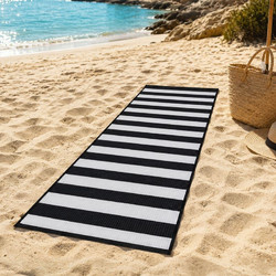 Τάπητας Παραλίας Ρολό Λευκό Μαύρο Ριγέ 180x60cm