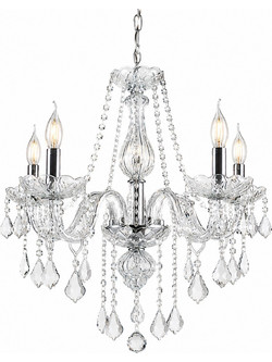 Artekko Chandelier Lisa Πολυέλαιος 5φωτος Ε14 με Διάφανο Κρύσταλλο (60x60x100)cm