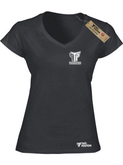 Γυναικείο μπλουζάκι V λαιμόκοψη Takeposition Small Logo, Μαύρο/ 2XLARGE, 502-0030S-01-02-prosf