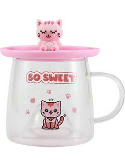 itotal Γυάλινη Κούπα XL3119 Pink Cat (300ml)