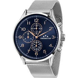 Chronostar Ανδρικό Ρολόι Χρονογράφος με Ασημί Μεταλλικό Μπρασελέ R3753300003