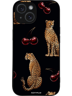 Sonique Diva Series Back Cover Cherry Cheetah (iPhone 15)