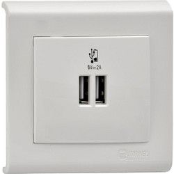 Makel Manolya Διπλή Πρίζα Φόρτισης USB Λευκή (41001A80)