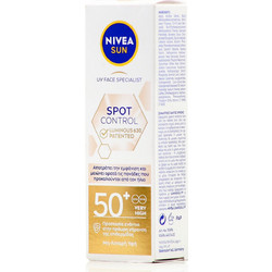 Nivea Sun Spot Control Αντηλιακή Κρέμα Προσώπου Αντιγηραντική Κατά των Πανάδων SPF50 40ml